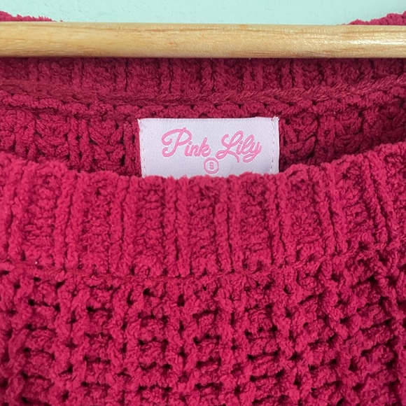 Burgundy Chenille Oversized Boat Neck Sweater Small - Picture 5 of 6